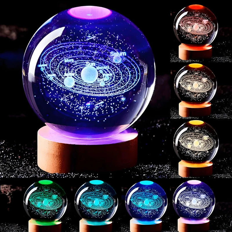 Luminária Cristal LED Base De Madeira - Decoração