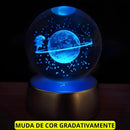 Luminária Cristal LED Base De Madeira - Decoração