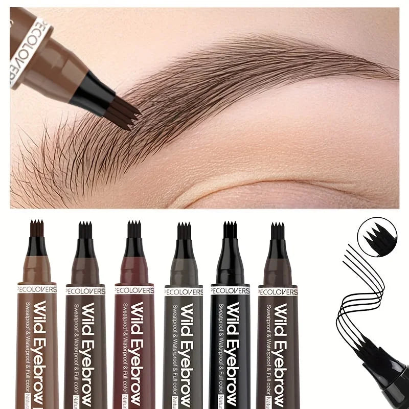 Caneta de Sobrancelha 4 Pontas | 6 Cores à Prova D’Água