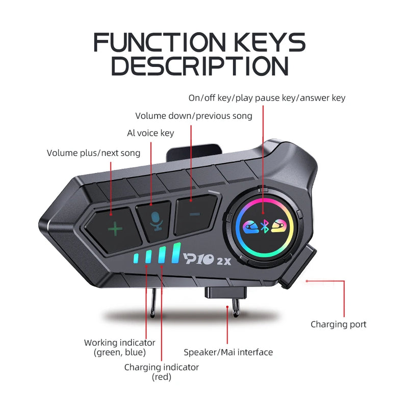 Fone de Ouvido para Capacete - Sem fio Bluetooth, a prova de água